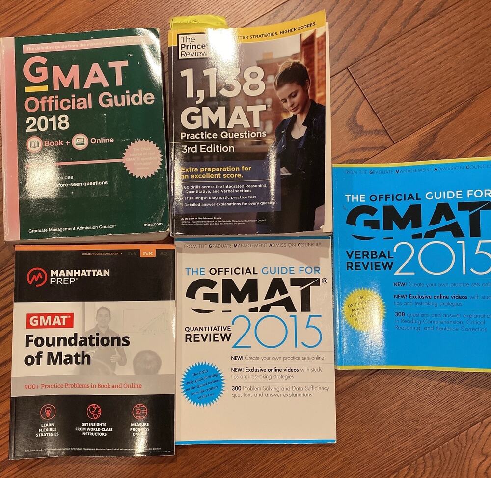 Lot of 5 GMAT Quantitative Guide, Verbal Guide, Manhattan Prep, Princeton Review
